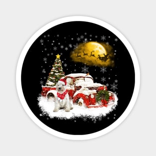 Red Truck Xmas Tree White Miniature Schnauzer Christmas Magnet